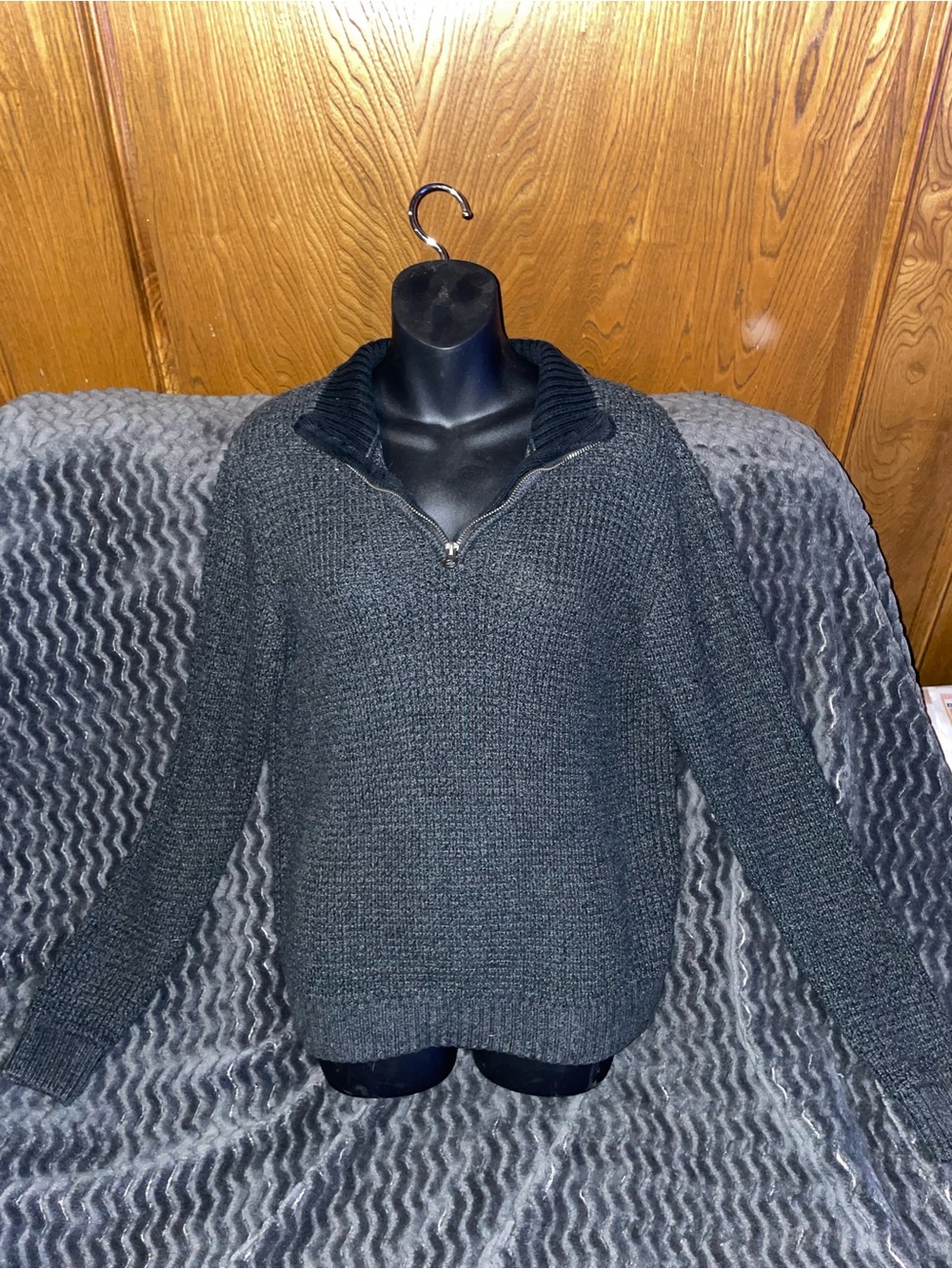 Half-Zip Knit Sweater - Charcoal Gray
